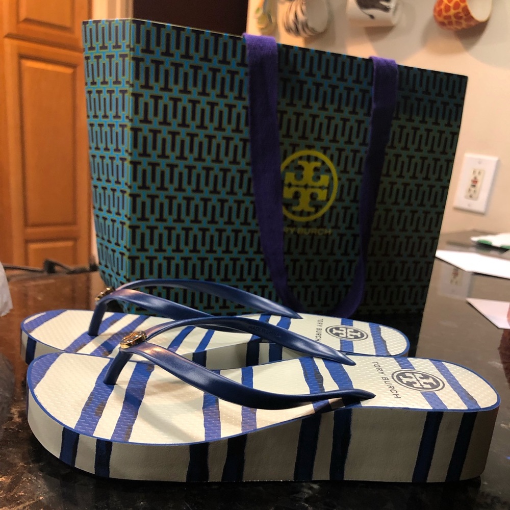 Tory Burch Wedge Flip Flops / Sandals